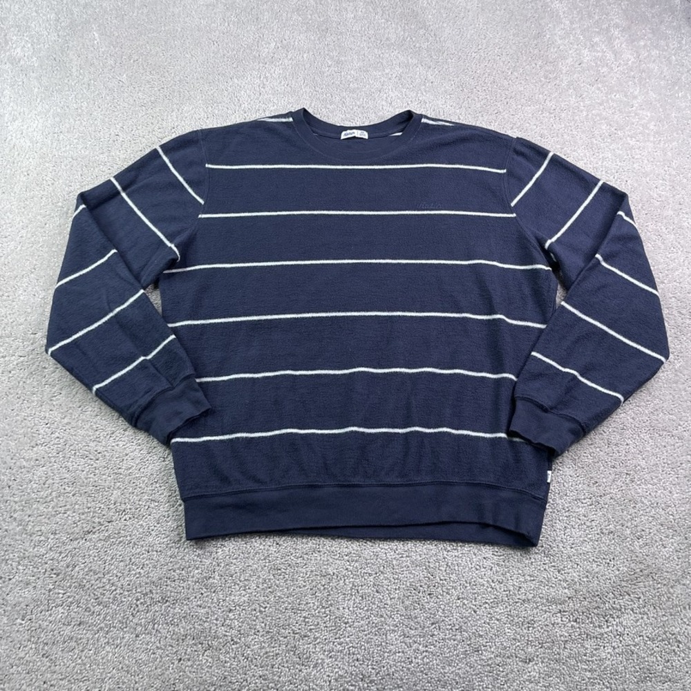 Katin Parks Reverse Fleece Sweatshirt Mens Medium Blue Striped Pullover Surf